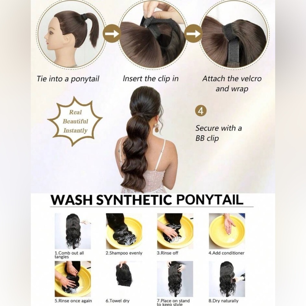 Wavy Wrap Dark Brown Ponytail Extension 18 in - Picture 6 of 6